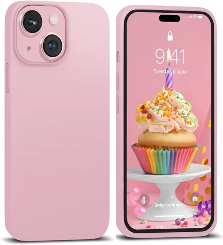 Miniatura 12 de IceSword Funda compatible con iPhone 15 Stone de silicona líquida delgada y protectora, suave antiarañazos, beige claro, crema y arena cálida