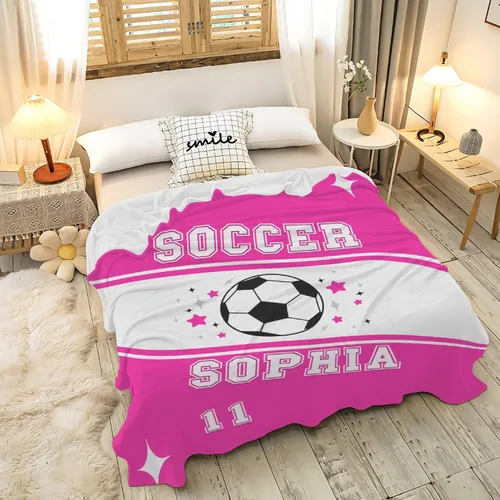 Miniatura 43 de Manta de fútbol para niñas, regalos de fútbol para niñas y niños, manta de franela de forro polar suave y cálida para niñas, regalos de fútbol