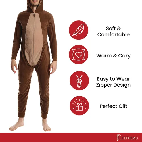 Miniatura 5 de SLEEPHERO - Pijama de Navidad para hombre, diseño de una sola pieza (estilo mameluco)
