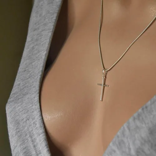 Miniatura 5 de Cruz de plata de ley 925 colgante minimalista religioso unisex joyería