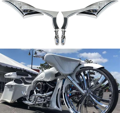 Miniatura 10 de 8mm 10mm Espejos Mini para Motocicleta Negros Compatibles con Honda Suzuki Harley Road King Street Electra Glide Road Glide Dyna Softail Retrovisor
