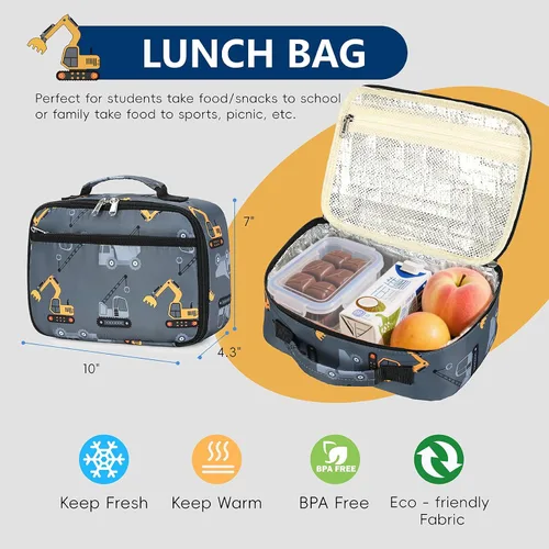 Miniatura 23 de CAMTOP - Conjunto de mochila y lonchera con estampados divertidos para niños de preescolar y primaria), Y0058-2