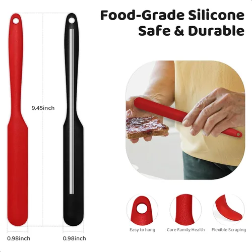 Miniatura 2 de Raspador de tarro de silicona con mango largo, esparcidor de mermelada para mantequilla de maní, espátula de cocina para hornear y glaseado