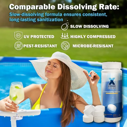 Miniatura 6 de XtremeClear Tabletas de Cloro de 1" para Piscina, Jacuzzi y Spa Elimina Bacterias y Algas Desinfectante Hace el Agua Limpia y Cristalina