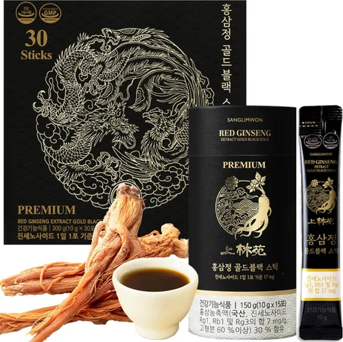 Korean Food Sanglimwon Gold Black Stick, bebida de ginseng coreano, palitos de bebida empaquetados individualmente, caja de regalo premium, 30