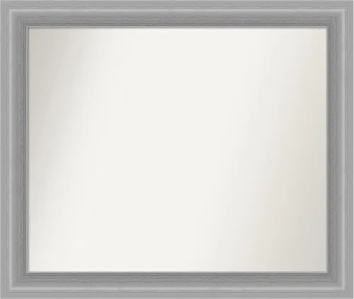 Miniatura 312 de Amanti Art Espejo de baño plateado para sobre el fregadero, 24 x 24 pulgadas, espejo cuadrado de peltre forjado a medida, marco de madera casual