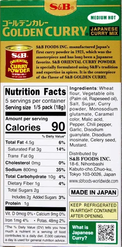 Miniatura 2 de S&B, Golden Curry - Mezcla de curry japonés, medio caliente, 3.2 oz