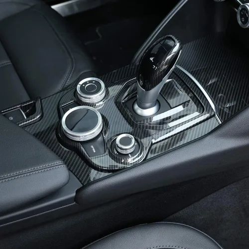 Miniatura 3 de Pegatina de fibra de carbono ABS cromada para el interior del coche, para Alfa Romeo Giulia Stelvio 2017 2018 2019 (fibra de carbono, artículo 1)