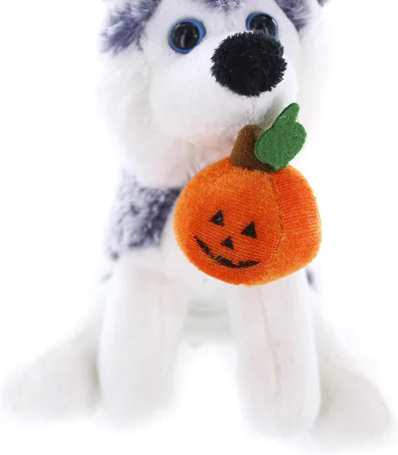 Miniatura 3 de Plushland Halloween Pawpals - Peluche de perro de 8 pulgadas con sombrero y linterna Jack O Lantern de Halloween, calabaza para niños en estas Husky