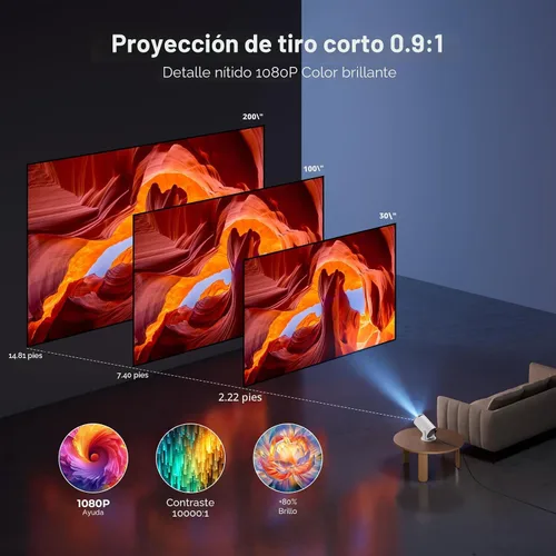 Miniatura 6 de [Aplicaciones integradas] ClokoWe Mini proyector con WiFi y Bluetooth, proyector portátil inteligente de 1080P actualizado 2026 con rotación