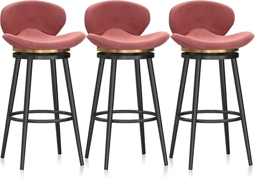 Miniatura 23 de Taburete de bar moderno con Patas de Metal Negro, giratorio de 360 grados, cómodo y tapizado, ideal para el hogar, bar, cocina, isla, comedor o Pub
