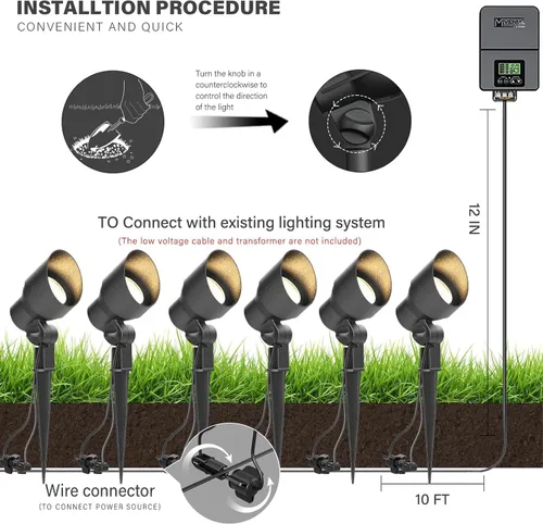 Miniatura 5 de VENUS MANUFACTURING Focos de paisaje de bajo voltaje de 12 V, iluminación LED de paisaje al aire libre de 3 W, 200 lúmenes, 3000 K, luces de camino