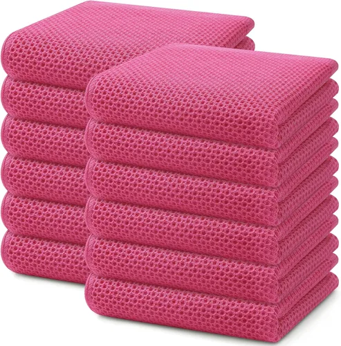 Miniatura 190 de Homaxy Paños de cocina de 100% algodón con tejido de gofre, ultra suaves, absorbentes, de secado rápido, 12 x 12 pulgadas, paquete de 6, amarillo