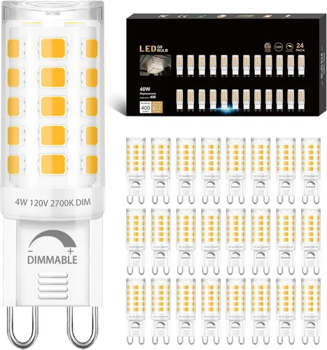 Miniatura 19 de Winshine - Paquete de 10 bombillas LED regulables de 2700 K blanco suave, 4 W (reemplazo de bombilla halógena de 40 W) con casquillo G9, forma T4