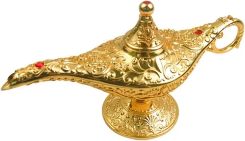 Lámpara clásica de Aladino de leyenda vintage, luz mágica de los deseos, coleccionable, rara, clásica, árabe, accesorios de disfraces, lámpara de
