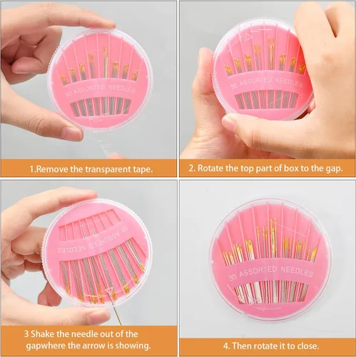 JollMono 30Pack Agujas Premium para Coser a Mano y Reparación, 6 Tamaños de Agujas Surtidas con 2 Enhebradores, Agujas de Coser a Mano, Agujas de