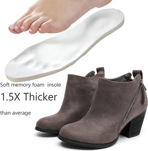 Miniatura 2 de Luoika Botines anchos para mujer, tacón medio extra ancho con cremallera lateral.