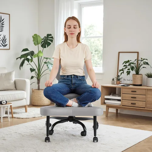 Miniatura 7 de Homall Silla ergonómica de escritorio de oficina con patas cruzadas con ruedas, giratoria de 360° y altura ajustable para meditación y TDAH, silla