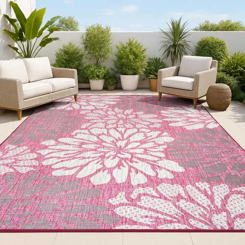 Miniatura 29 de JONATHAN Y Alfombra Corredor de Tejido Texturizado Floral para Interiores y Exteriores 2X8 Marrón/Crema, Zinnia Moderna para Patio Trasero, Patio