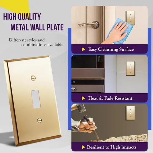 Miniatura 27 de ENERLITES Placa de Pared Metálica para Interruptor de Luz de Palanca, Acero Inoxidable 201, Resistente a la Corrosión, Tamaño Estándar 1-Gang 4.50
