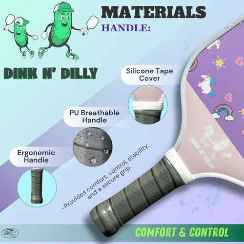 Miniatura 3 de Dink N' Dilly Pickleball Paddle USAPA Approved Lightweight with Cushion Grip, Ideal for All Skill Levels, Premium Quality Paddle and Balls for Esa