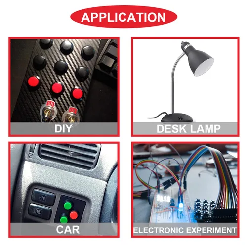 Miniatura 7 de 12 piezas de interruptor de botón de presión mini redondo negro de 12 mm con bloqueo automático AC 250 V 1.5 A 125 V 3 A encendido/apagado 2 pines
