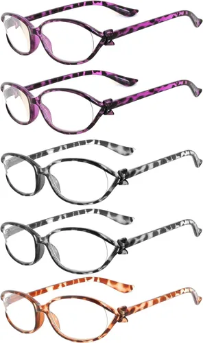 Miniatura 20 de OWL Readers - Paquete de 5 lentes de lectura elegantes para mujer con hermosos patrones para mujer, bisagra de resorte de lujo, aspecto elegante 5158