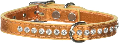 Miniatura 74 de Collar de perro de cuero y cristales de OmniPet Signature, cuero de grano de violeta africana de avestruz, se ajusta a un tamaño de cuello de 6"-8