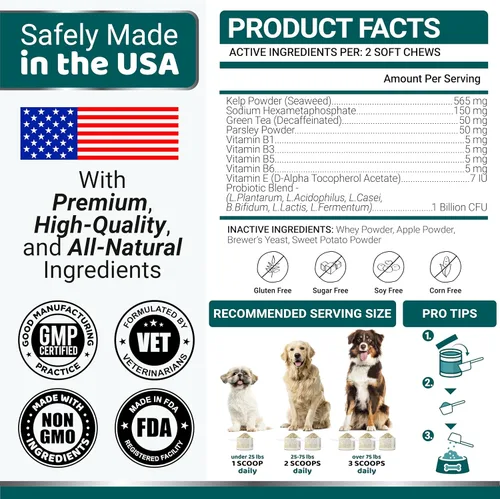Miniatura 6 de Polvo Dental Avanzado para Perros, Refrescador de Aliento con Multivitaminas, Limpieza de Dientes de Perros, Eliminador de Mal Aliento y Sarro