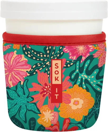 Miniatura 10 de Sok It IceCreamSok - Funda de neopreno aislada (flores abstractas, pintas de helado cónicas)