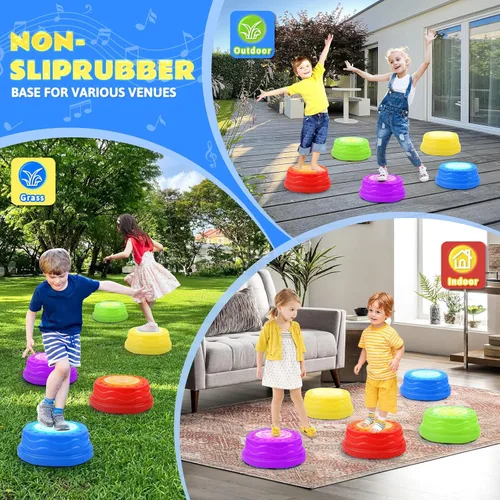 Miniatura 3 de Stepping Stones para niños, piedras de paso para niños pequeños en interiores y exteriores, 5 piezas de luz y música antideslizante equilibrio