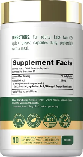 Miniatura 2 de Carlyle Guggul Extracto Suplemento 180 Cápsulas Guggulsterone Sin OMG y sin gluten