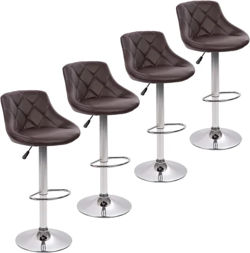 Miniatura 13 de Dkeli Taburetes de bar de altura de mostrador, juego de 2 sillas de bar ajustables de cuero para cocina, sala de estar, pub, taburete giratorio