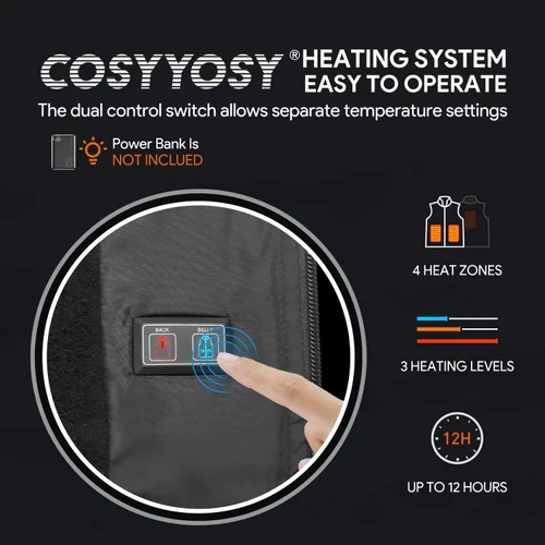 Miniatura 4 de cosyyosy Heated Vest for Men Women, 6 Pockets, 4 Heating Zones, Electric Outdoors Heating Jacket Coat