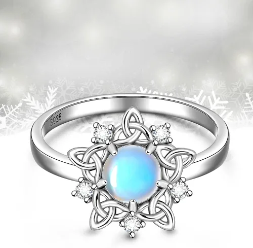 Miniatura 9 de Anillo de piedra lunar con nudo celta, piedra de nacimiento de junio, anillos de compromiso celta de eternidad, anillos de compromiso para mujer