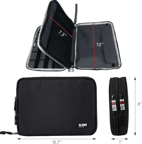Miniatura 5 de Organizador de equipaje con doble capa para viajes BUBM, para llevar dispositivos y accesorios electrónicos., Negro, 2 capas L