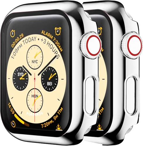 Miniatura 6 de Paquete de 2 fundas protectoras de pantalla de vidrio templado de 1.496 pulgadas para Apple Watch Series 3, 2, 1, chapada, dura cobertura completa