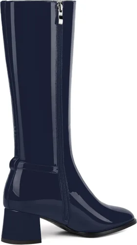 Miniatura 5 de SKYSTERRY Botas altas hasta la rodilla de tacón bajo con cremallera y puntera redonda para mujer de 2 pulgadas