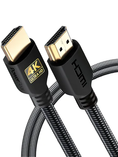 PowerBear - Cable HDMI 4K 10 pies, nailon trenzado y conectores dorados Pack de 1 6 patas Negro
