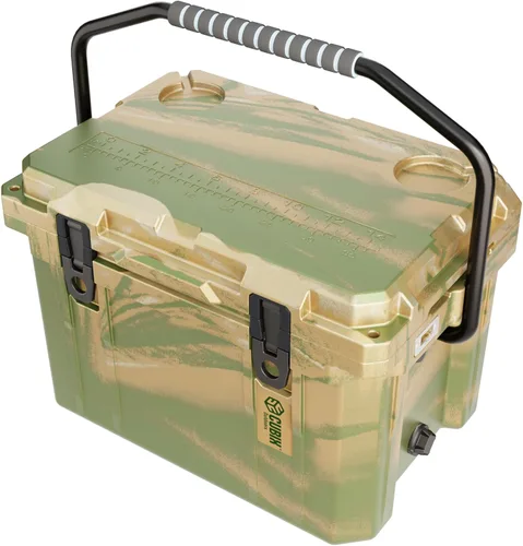 Cubix Outdoors - QuadraX - Enfriador rotomoldeado de 20 cuartos de galón - Retención de hielo de 5 días, hielera dura portátil con portavasos Hunter