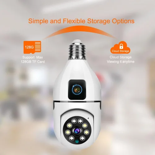 Miniatura 9 de TUYA Cámara de seguridad con bombilla de doble lente de 6 MP, cámara WiFi panorámica/inclinación de 360° para interiores con seguimiento automático