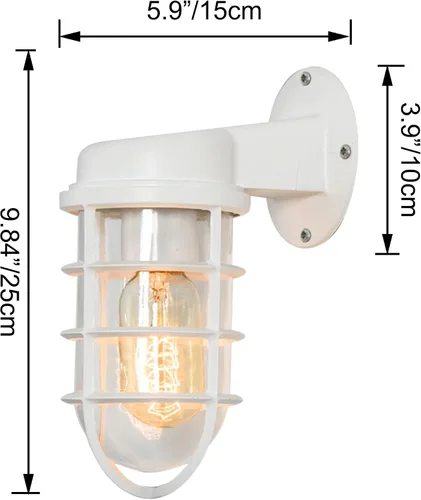Miniatura 2 de Kiven Luz de jaula impermeable para exteriores e interiores, luz de linterna de montaje en pared, luz de porche industrial con cable de enchufe
