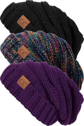 Miniatura 289 de Funky Junque Gorro de moda de punto trenzado de talla extragrande, grueso, abrigado, suave y holgado