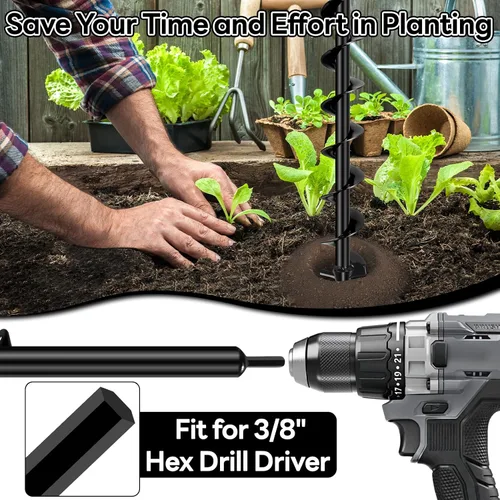 Miniatura 5 de Broca de Barrena Mejorada para Plantar, Barrena de Taladro de 3''x32'' para Cavar Hoyos, Cavadora de Hoyos para Postes de Servicio Pesado