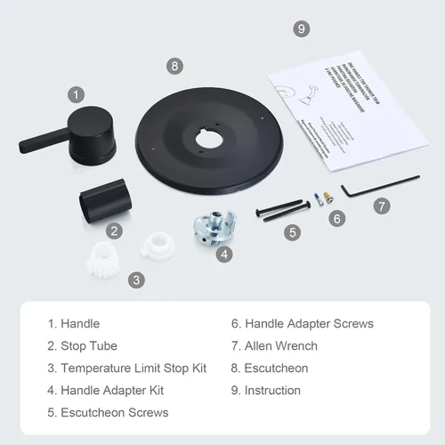 Miniatura 5 de Kit de molduras de ducha y bañera, compatible con válvula Moen Posi-Temp, negro mate