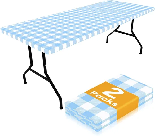Miniatura 23 de Smiry Mantel de Mesa de Picnic Paquete de 2, Manteles Ajustables Elásticos Impermeables para Mesas Rectangulares de 18 x 72 pulgadas, Mantel
