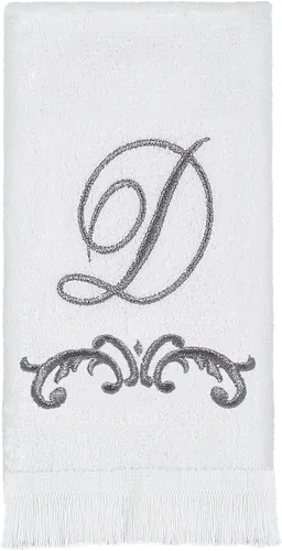 Avanti Linens - Toallita para manos, toalla de algodón suave y absorbente, diseño de pergamino, estilo cursivo decorativo (Colección Monograma,
