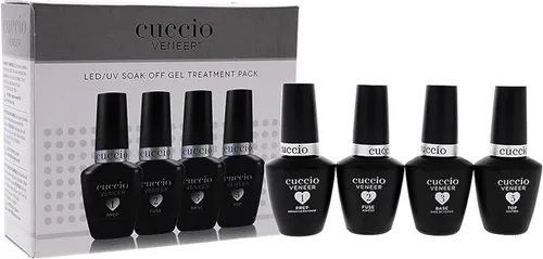 Cuccio Paquete de tratamiento de chapa – Sistema completo de esmalte de gel LED/UV, incluye preparación, fusible, base y capa superior, 0.4 fl oz