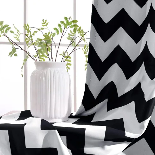 Miniatura 3 de Melodieux - Cortinas de chevron de moda para sala de estar y comedor, cortinas con ojales oscurecedores y parte superior para ventanas