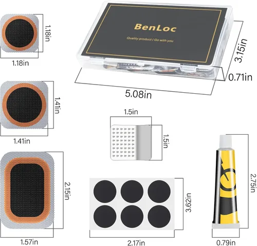 Miniatura 4 de Kit de reparación de neumáticos de bicicleta, kit de parches de perforación de tubo interior Bycicle con 32 parches de vulcanización, raspador